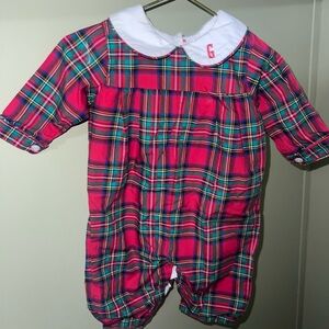 Cecil & Lou boys Monogrammed "G" Christmas smock outfit